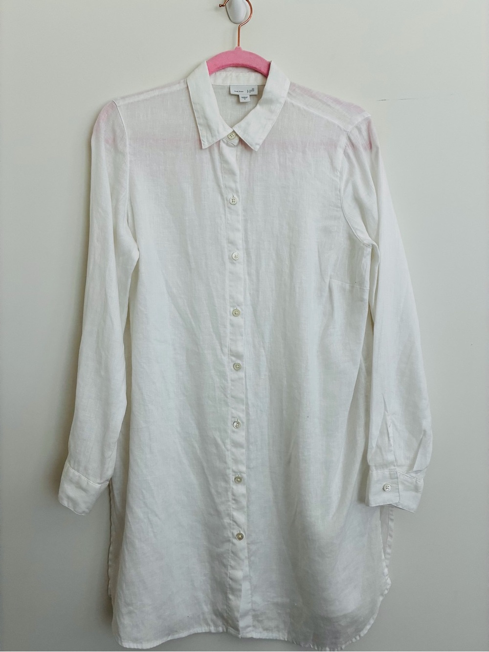 J. Jill Love Linen White Long-Sleeve Button-Down Tunic Shirt size small